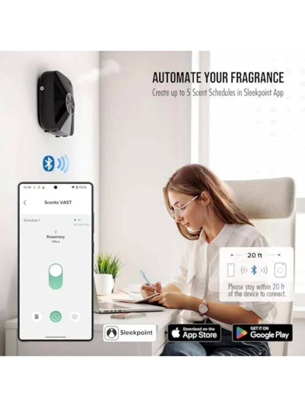 Smart Waterless Essential Oil Diffuser for Large Rooms - Aromatherapy